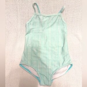 Hanna Andersson- Mint Checkered Kids Swim One Piece